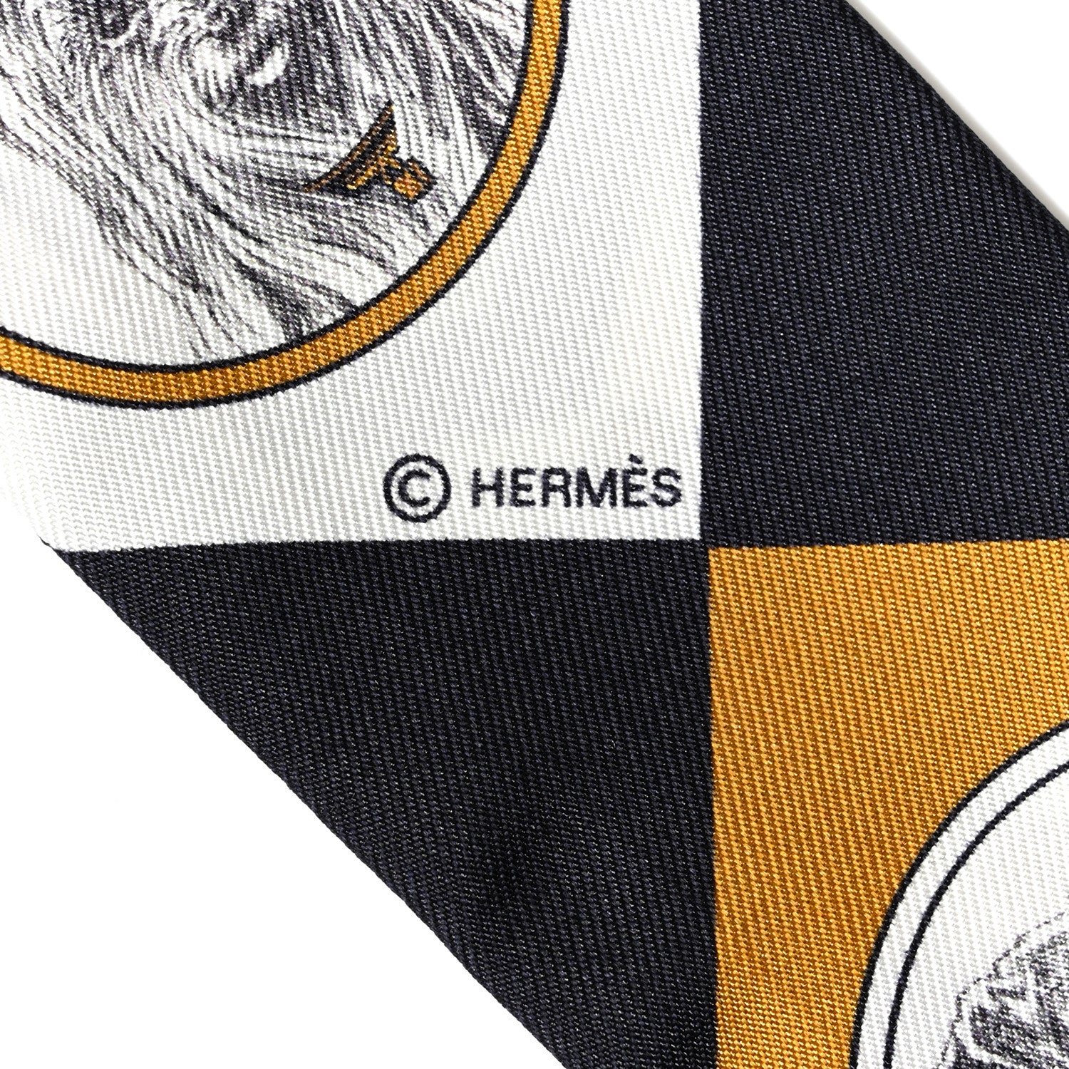 Hermes Silk Colliers et Chiens Twilly Black Gold White 4 of 4