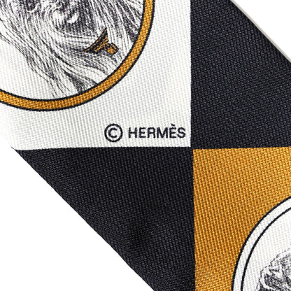 Hermes Silk Colliers et Chiens Twilly Black Gold White 4 of 4