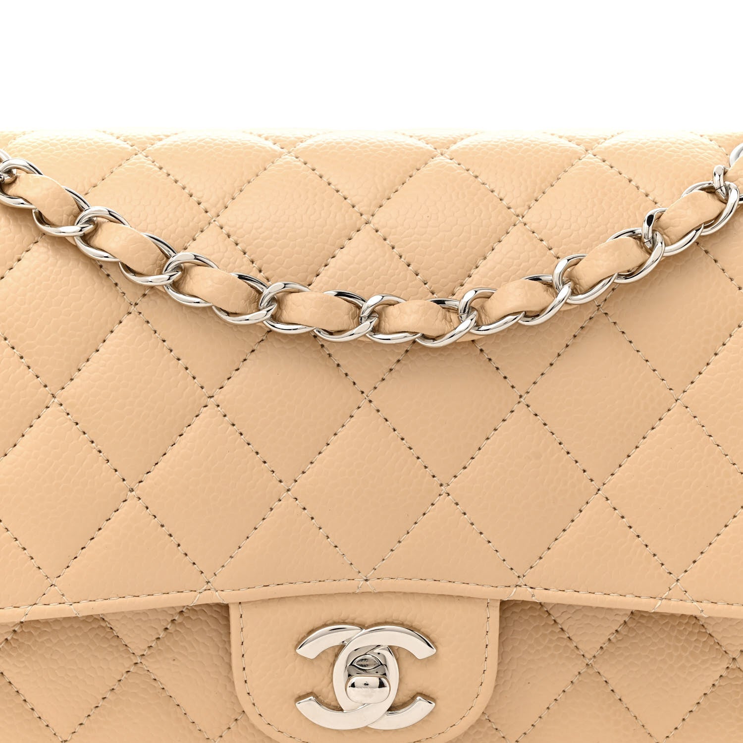 Chanel Caviar Quilted Medium Double Flap Beige 8 of 11