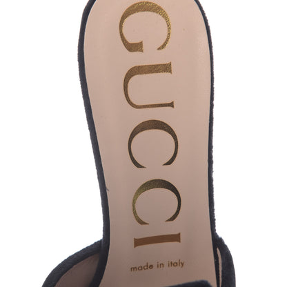 Gucci Velvet Crystal Square G Madelyn Mules 37.5 Black 6 of 10