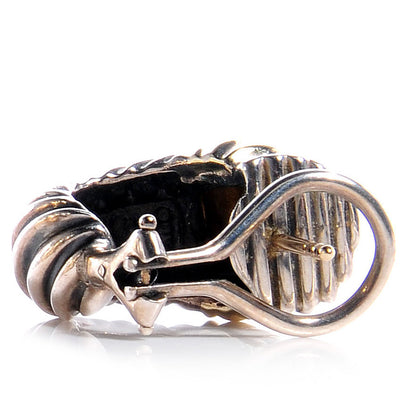 David Yurman 14k Gold and Sterling Silver Small Thoroughbred Shrimp Earrings 3 of 6