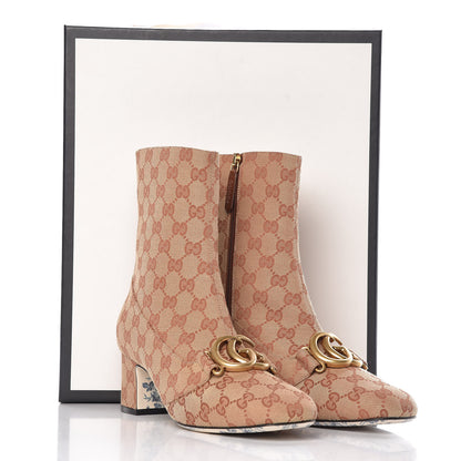 Gucci Monogram Malaga Kid GG Victoire 55mm Ankle Boots 40.5 Beige Ruggine Rust 9 of 9