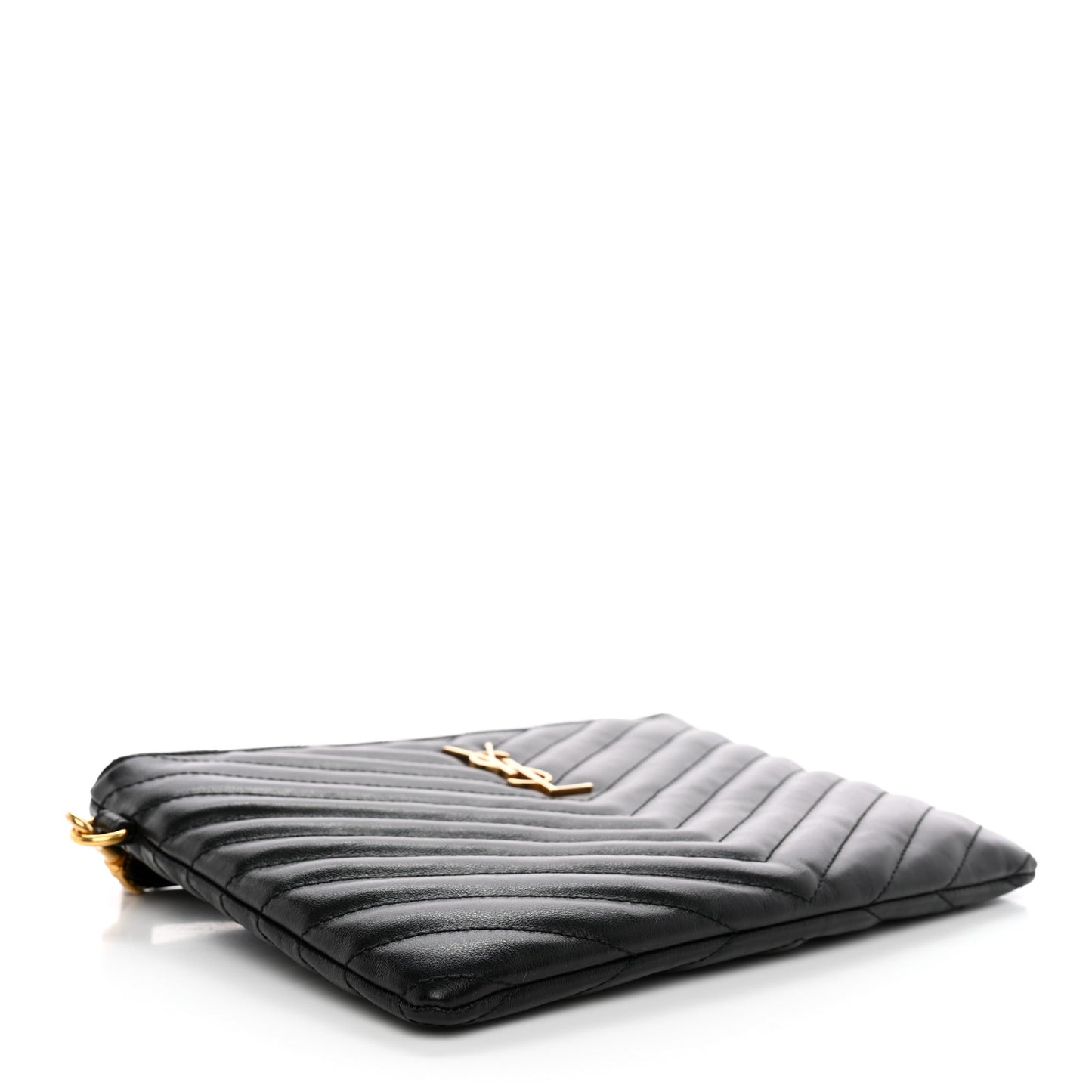 Calfskin Matelasse Chevron Monogram A5 Wristlet Black