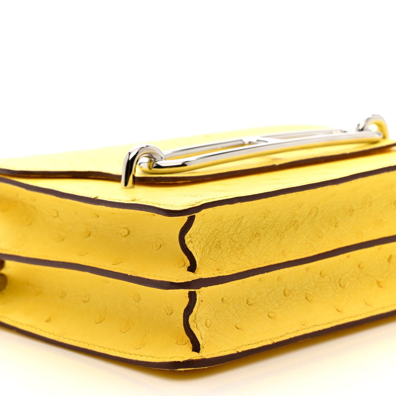 Hermes Ostrich Mini Sac Roulis Jaune Citron 9 of 14