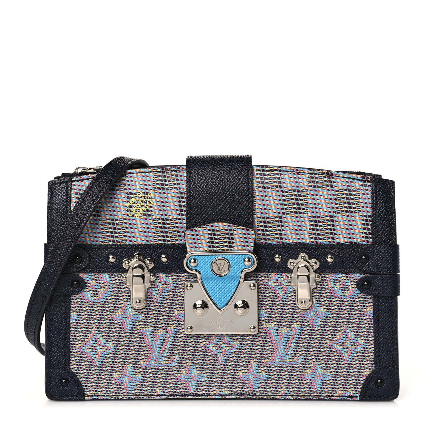 Calfskin Monogram LV Pop Trunk Clutch Blue