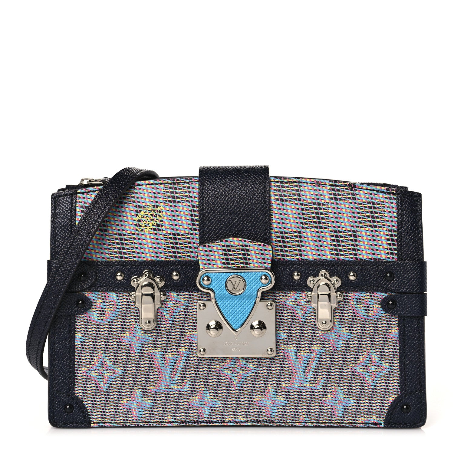 Louis Vuitton Calfskin Monogram LV Pop Trunk Clutch Blue 1 of 8