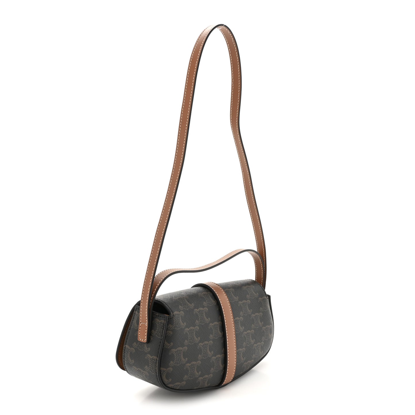 Triomphe Canvas Calfskin Tabou Clutch on Strap Tan