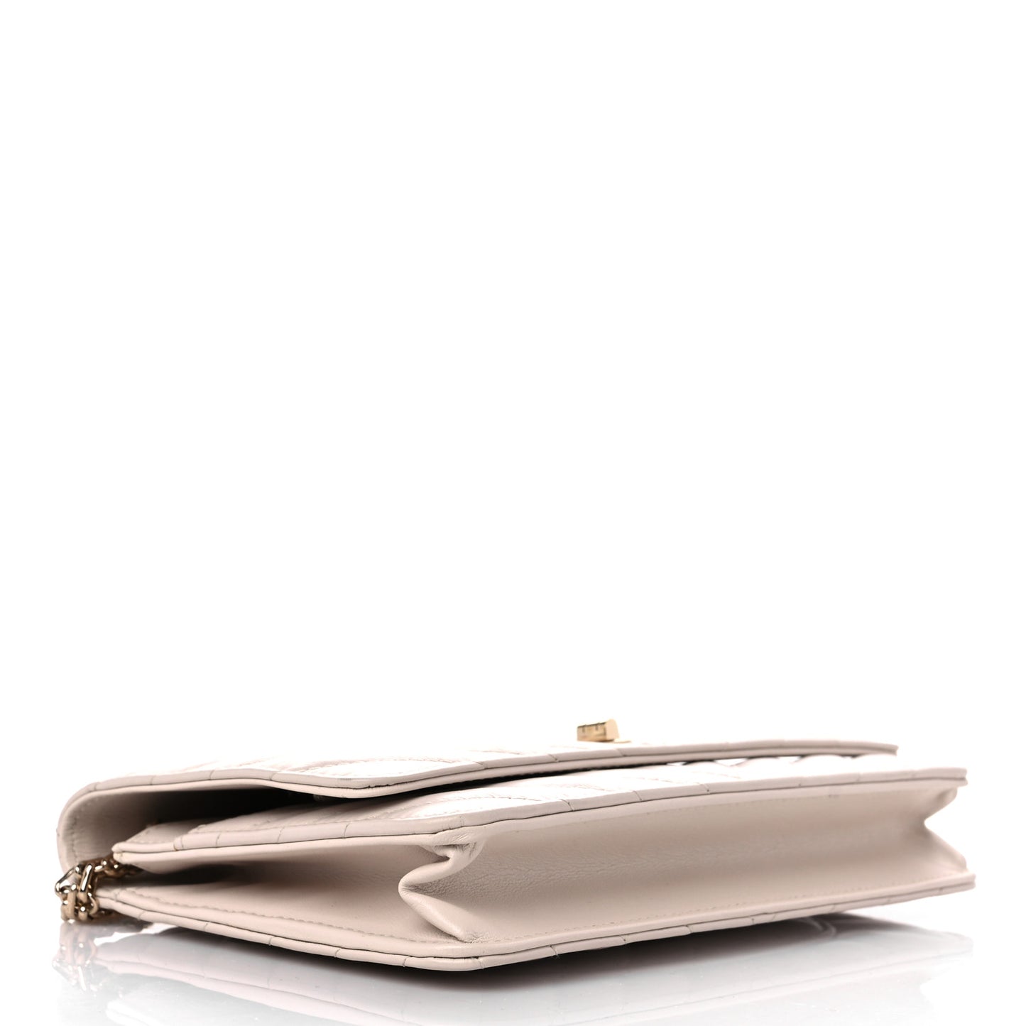 Aged Calfskin Chevron Quilted Reissue Wallet On Chain WOC White