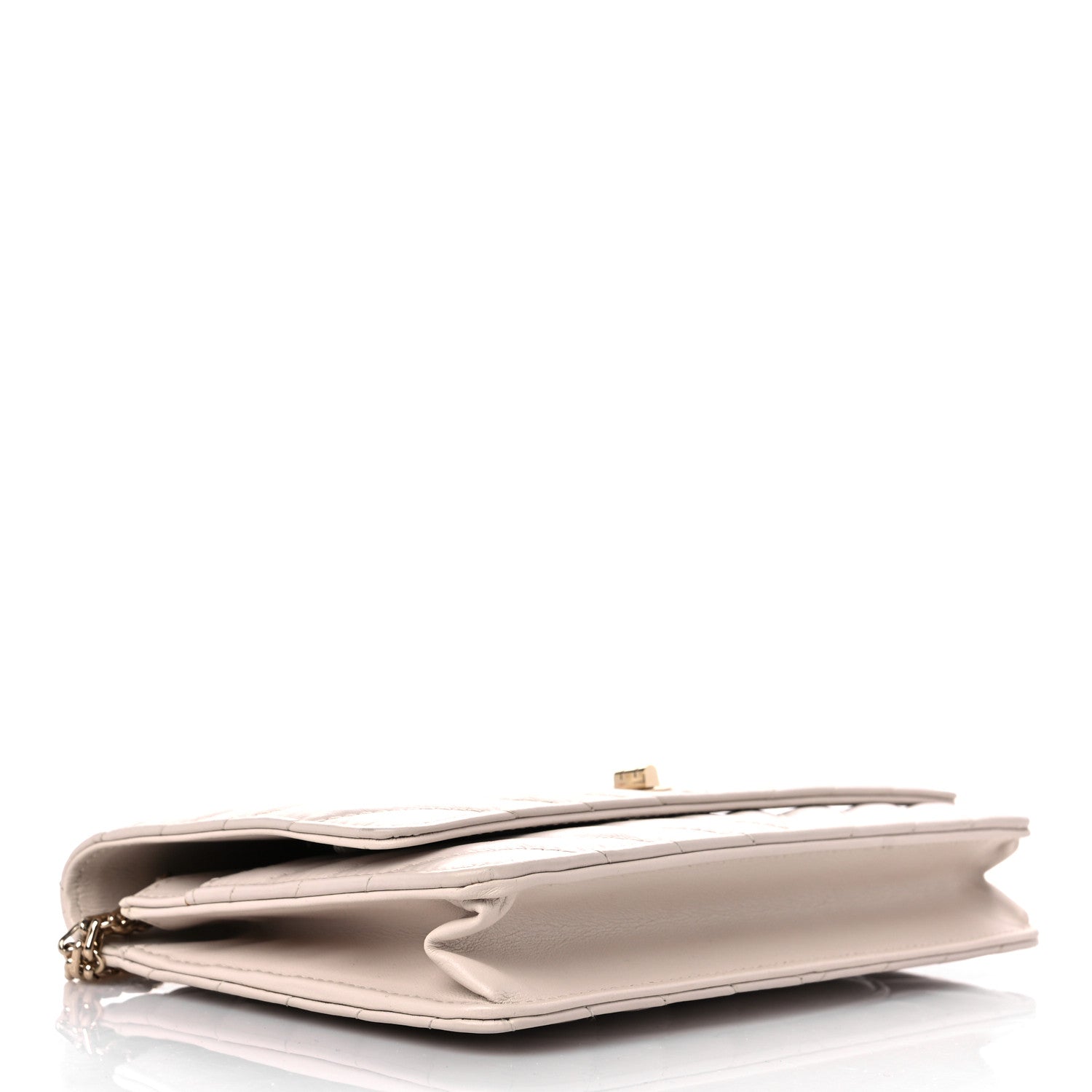 Chanel Aged Calfskin Chevron Quilted Reissue Wallet On Chain WOC White 4 of 12