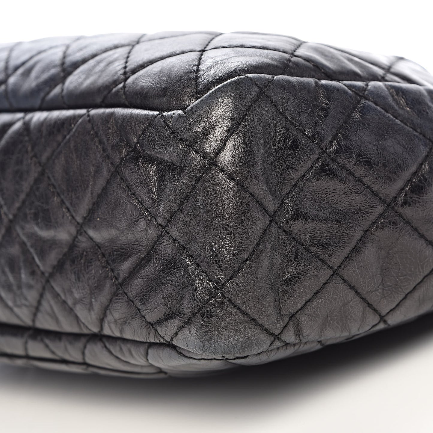 Metallic Aged Calfskin Quilted Large Reissue Camera Case Black