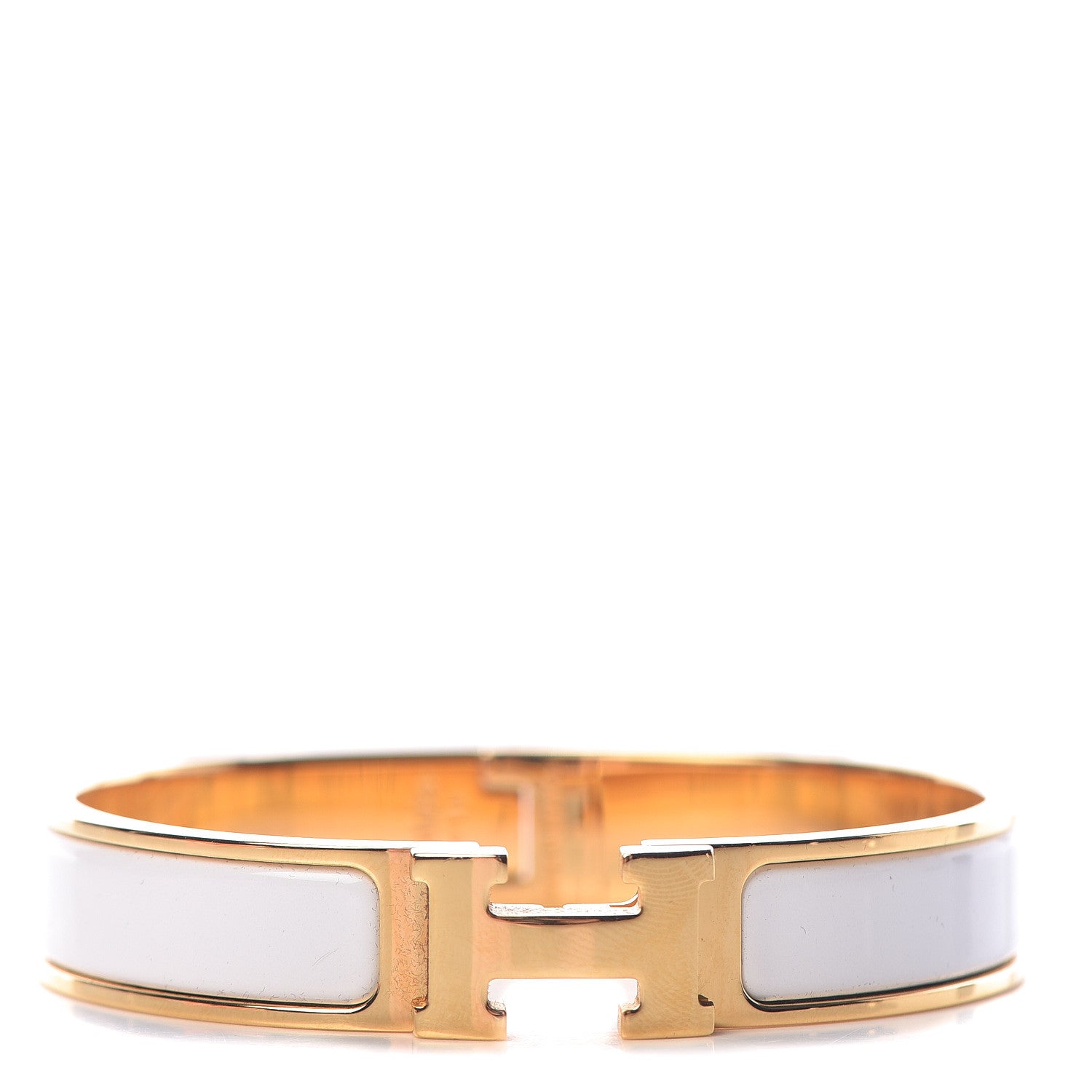 Hermes Enamel Narrow Clic Clac H Bracelet GM White 1 of 6