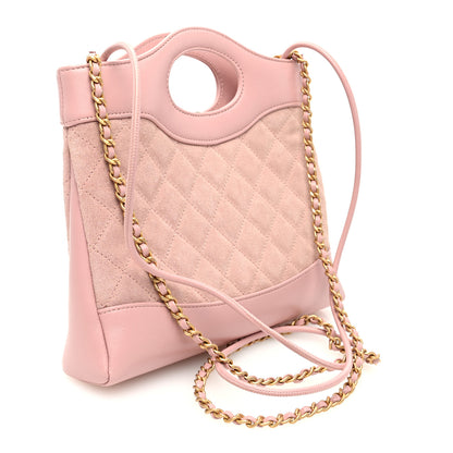 Chanel Calfskin Suede Quilted Mini 31 Shopping Bag Light Pink 3 of 10