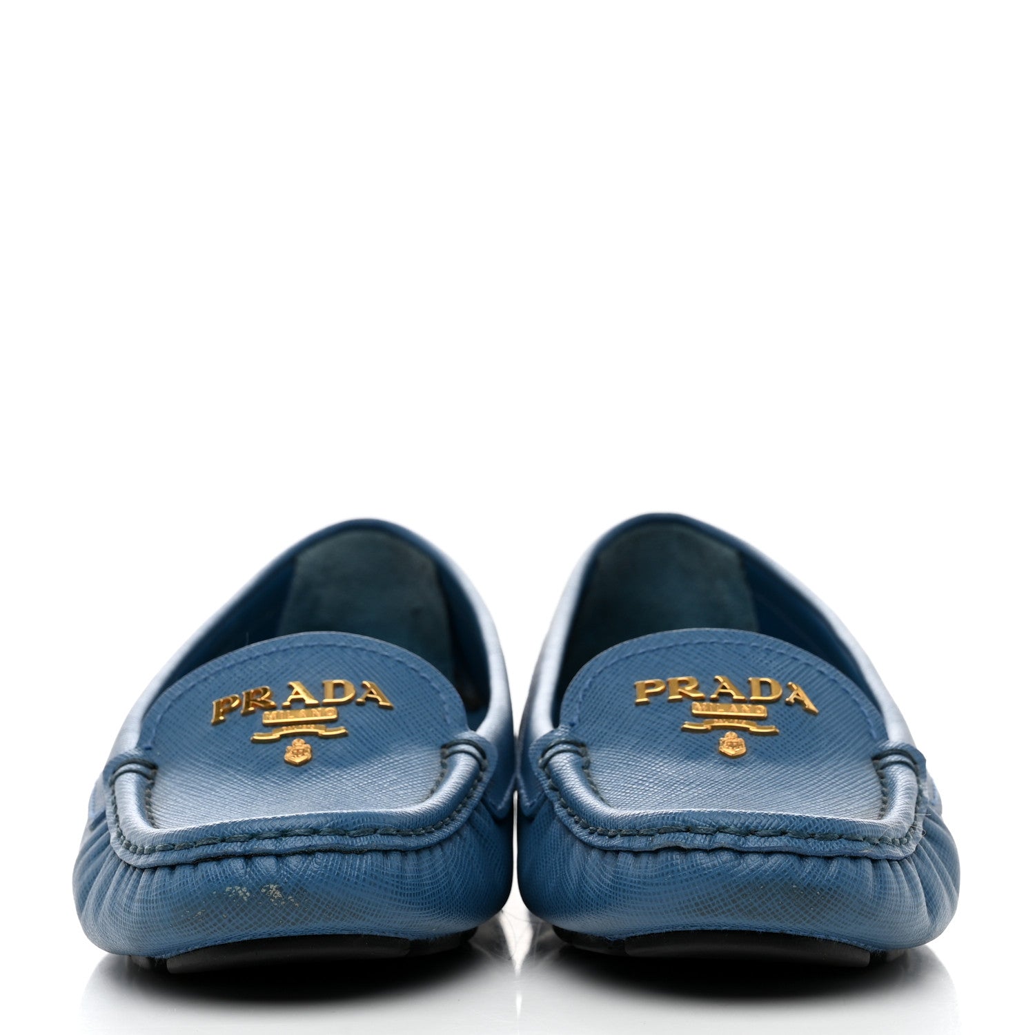 Prada Saffiano Logo Loafers 38 Cobalto 2 of 8