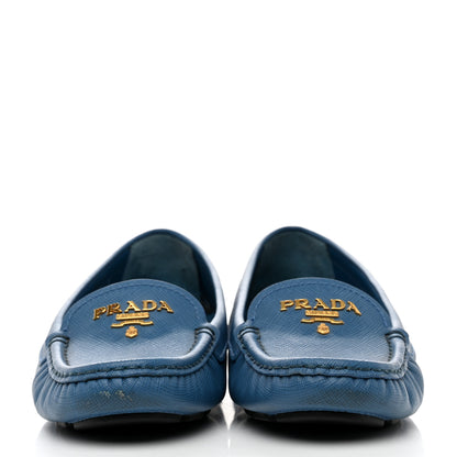 Prada Saffiano Logo Loafers 38 Cobalto 2 of 8