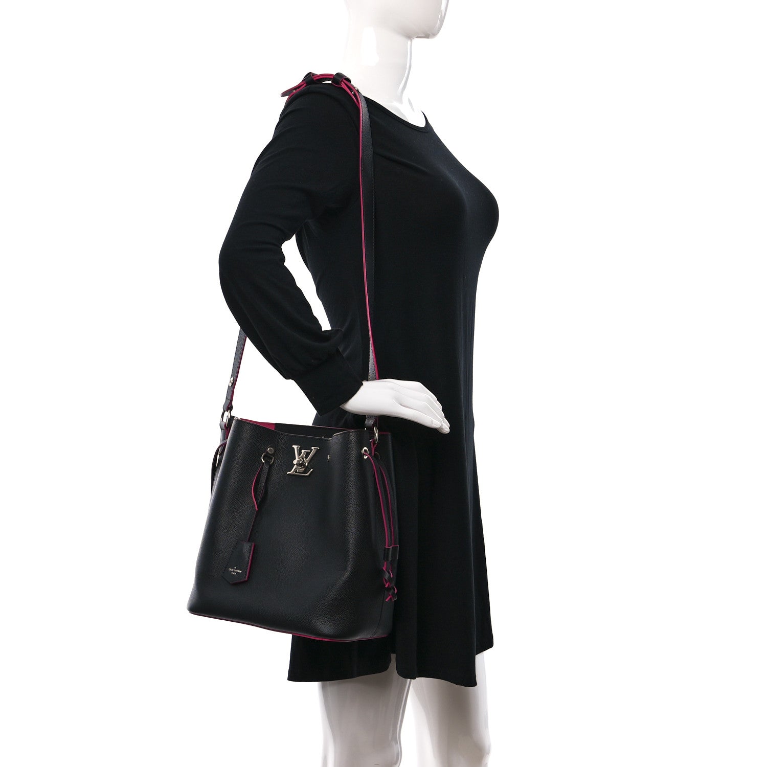Louis Vuitton Calfskin Lockme Bucket Black 2 of 13