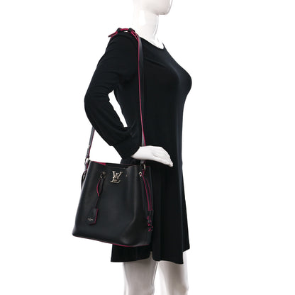 Louis Vuitton Calfskin Lockme Bucket Black 2 of 13