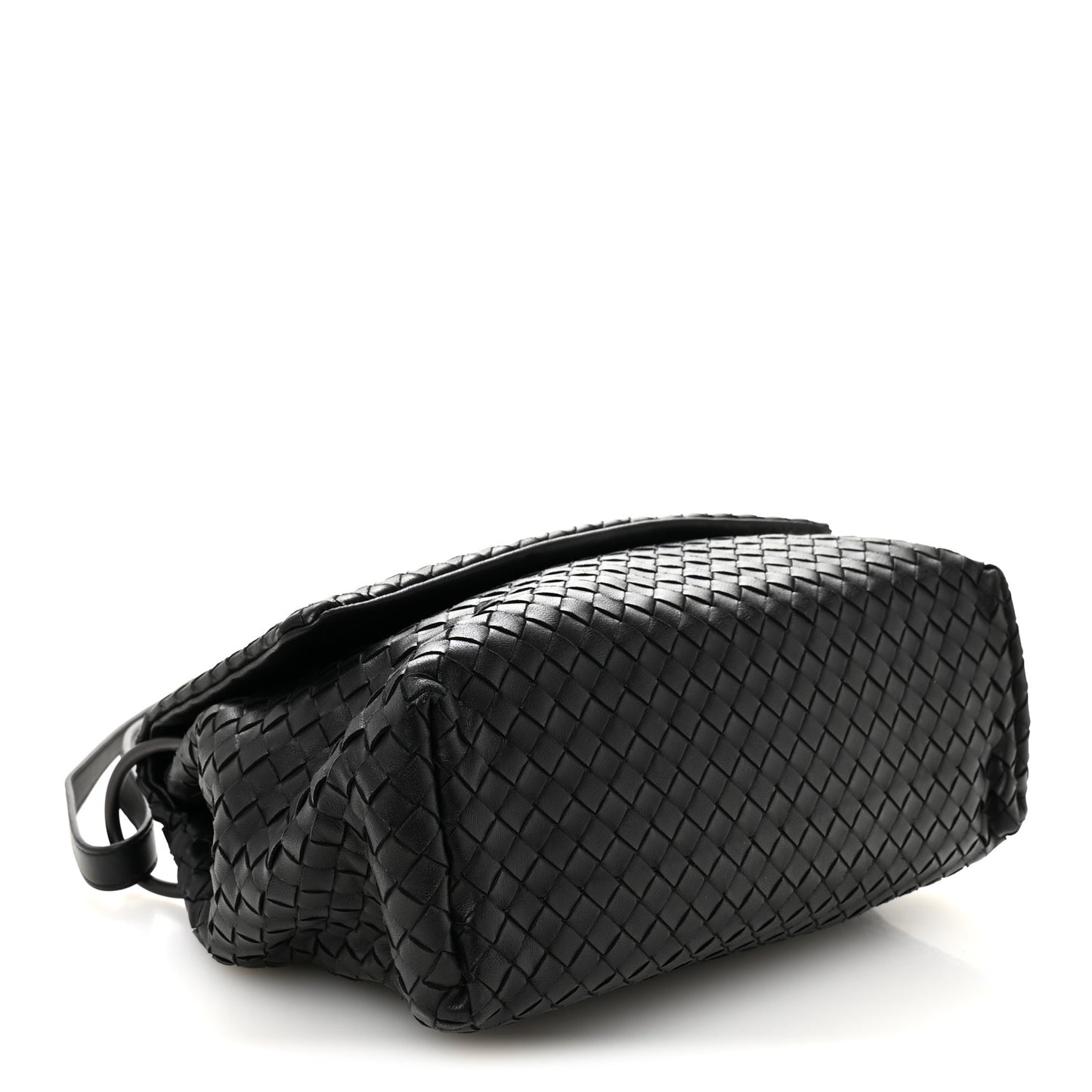 Nappa Intrecciato Flap Shoulder Bag Black