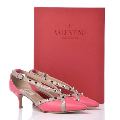 Valentino Garavani Calfskin Nappa Rockstud Cross Strap D'Orsay 55mm Pumps 35.5 Shadow Pink Poudre 10 of 10