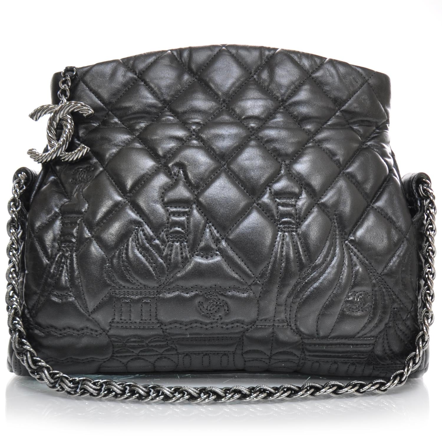 Chanel Lambskin Quilted Small Paris Moscou Red Square Bag Black 1 of 4