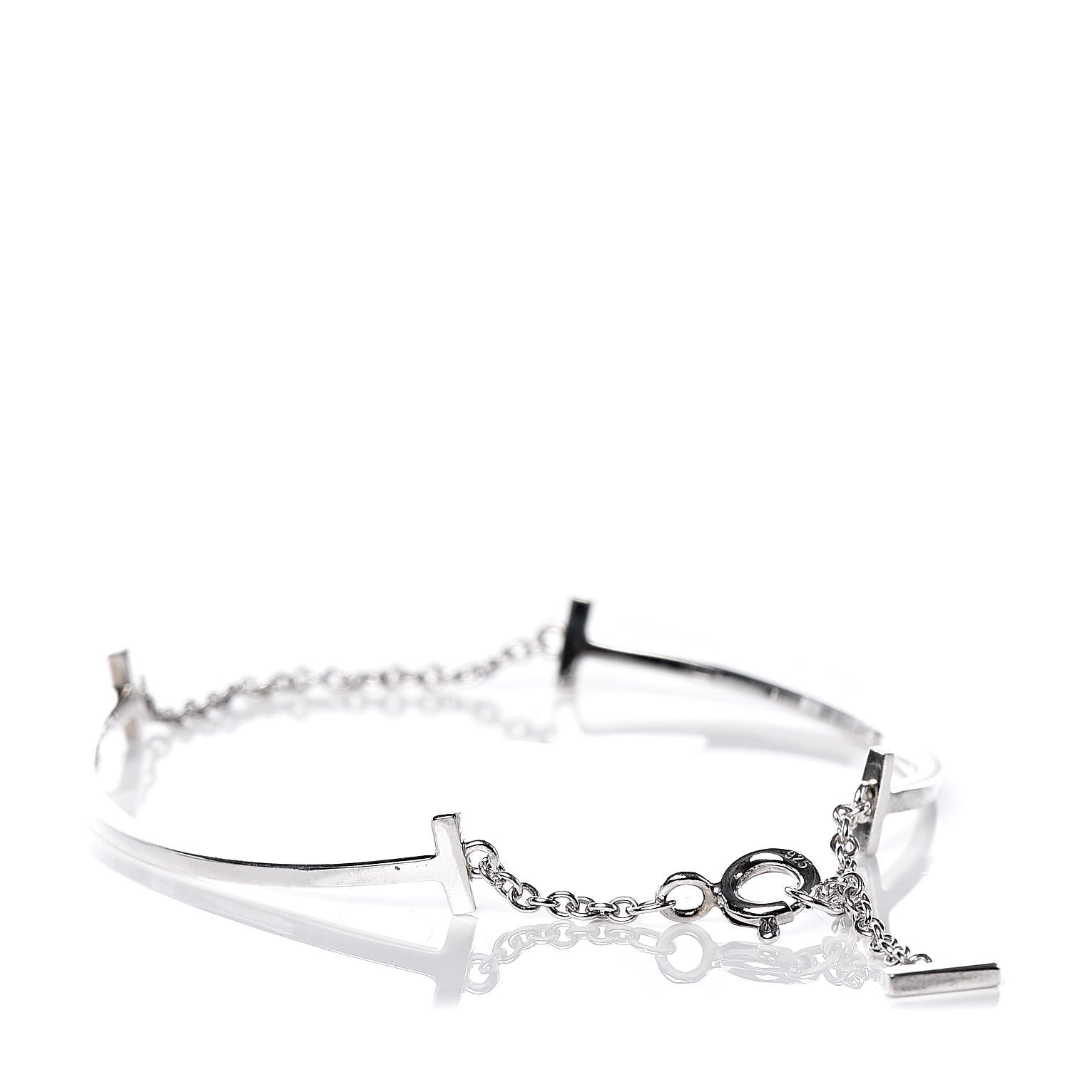 Tiffany Sterling Silver Double T Smile Bracelet 3 of 5