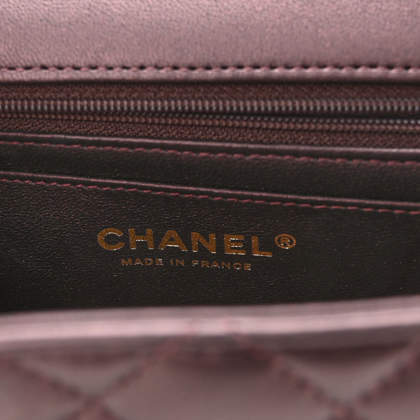 Iridescent Lambskin Quilted Mini Top Handle Rectangular Flap Burgundy