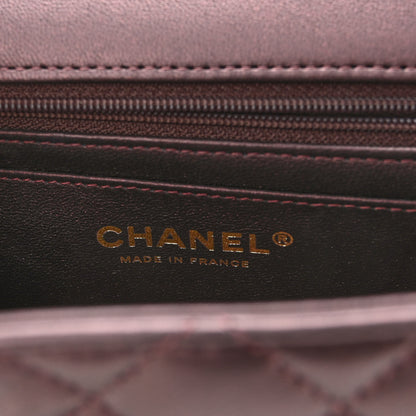 Chanel Iridescent Lambskin Quilted Mini Top Handle Rectangular Flap Burgundy 6 of 10