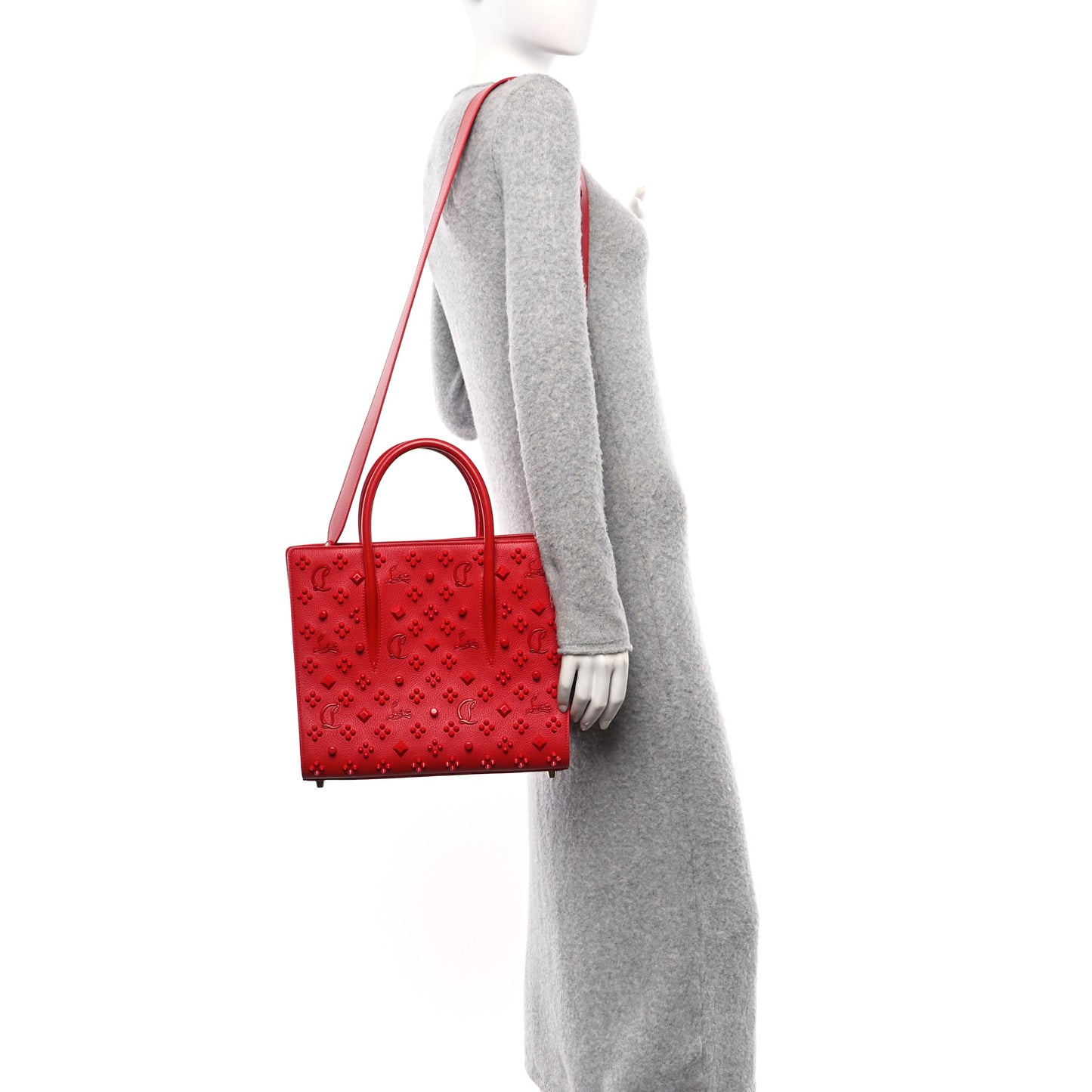 Calfskin Spikes Medium Paloma Red