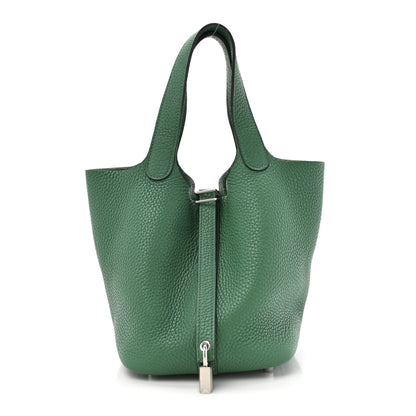 Hermes Taurillon Clemence Picotin Lock 18 PM Vert Vertigo 1 of 9