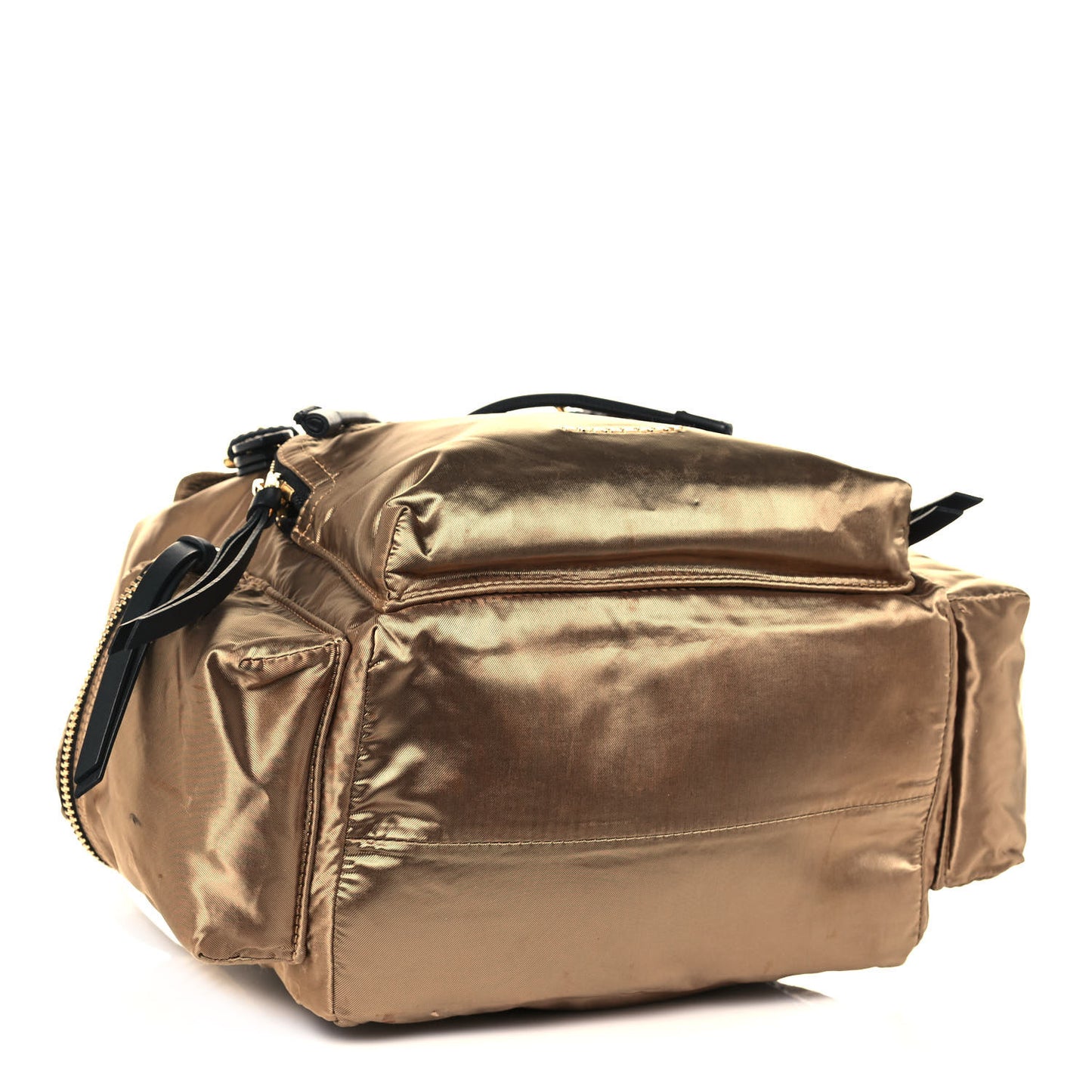 Metallic Satin Nylon Medium Rucksack Backpack Gold