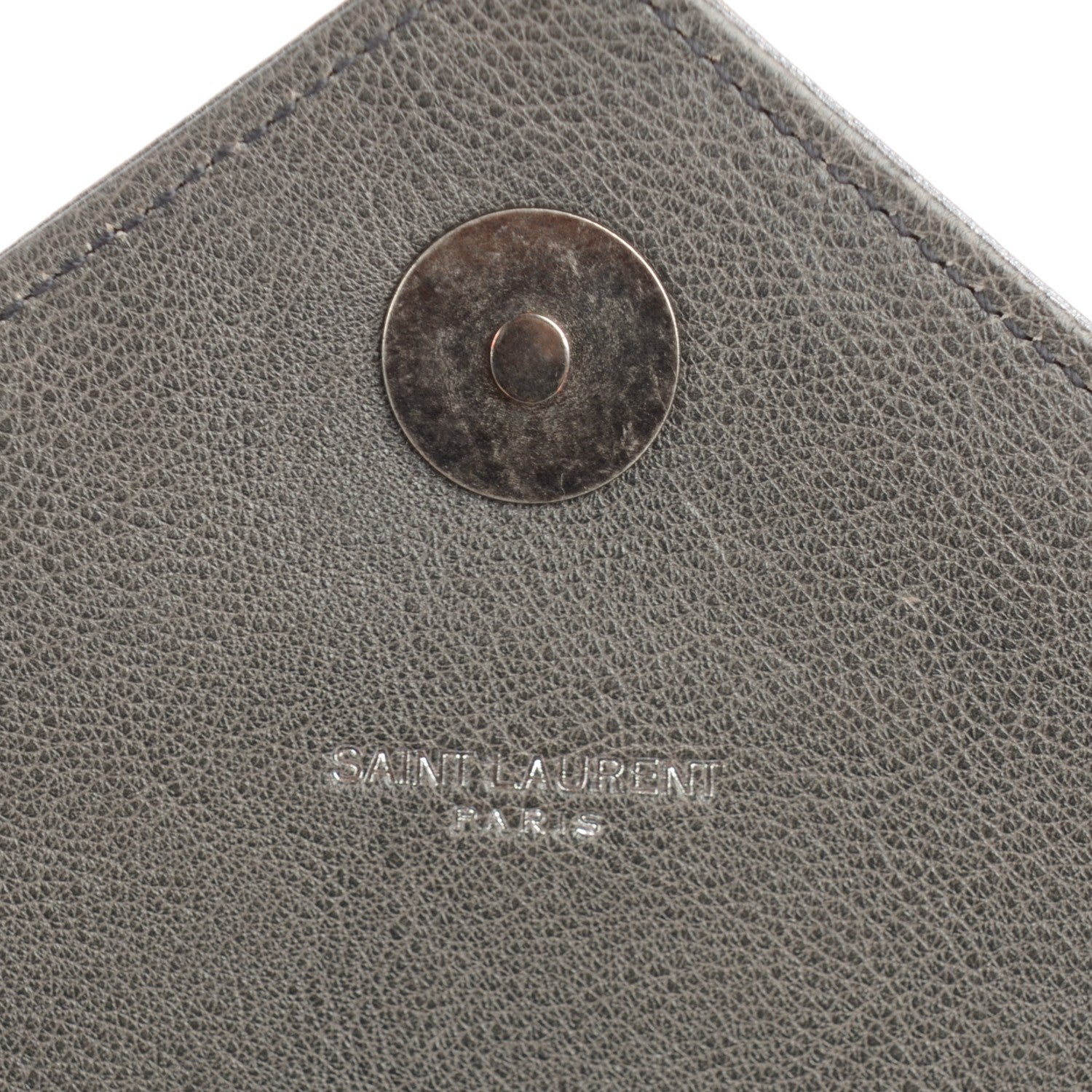 Saint Laurent Grain De Poudre Matelasse Chevron Large Satchel Grey 8 of 10
