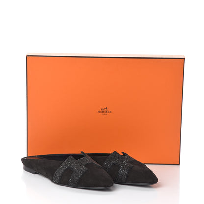 Hermes Suede Goatskin Crystal Roxane Mules 38 Black 8 of 8