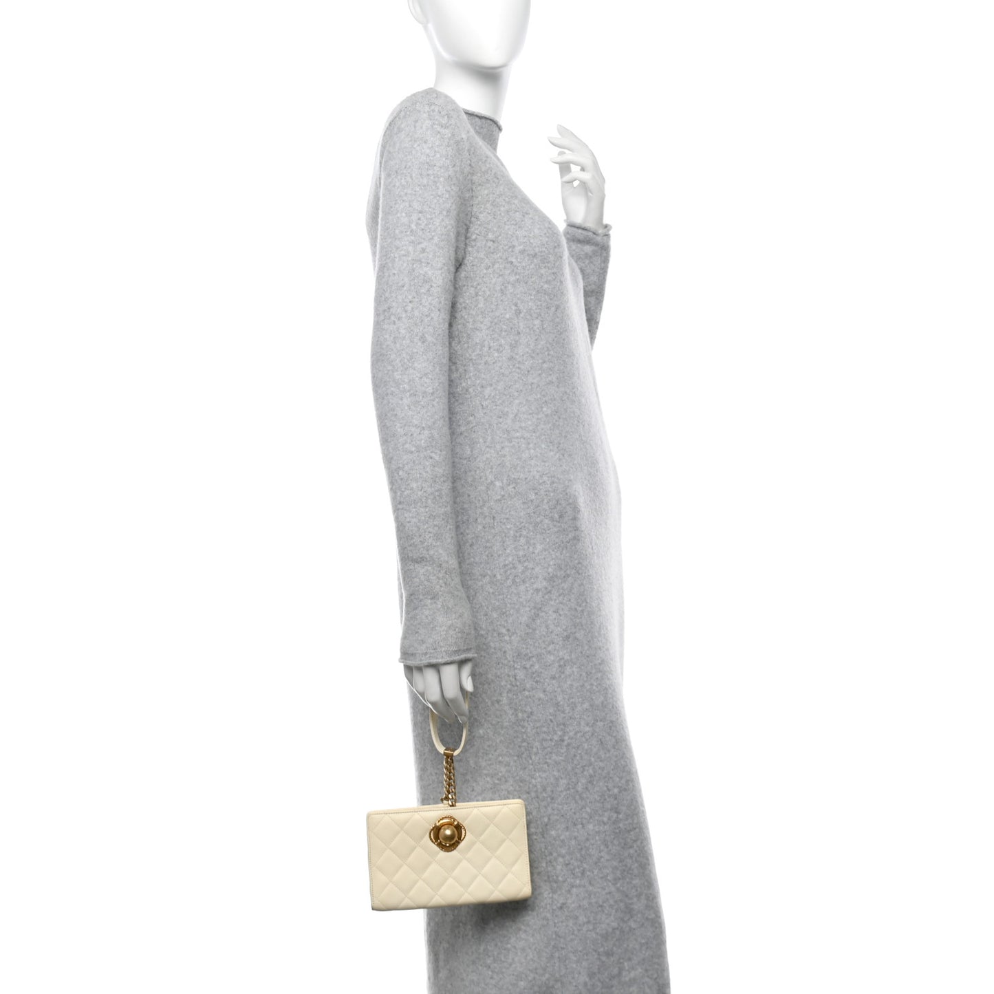 Lambskin Quilted Evening By The Sea Clutch White