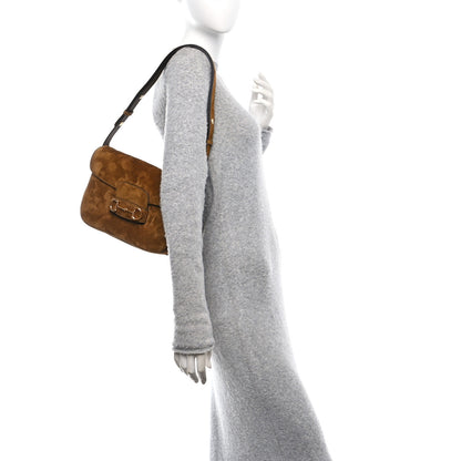 Gucci Suede Small Aura Horsebit 1955 Shoulder Bag Brown 3 of 12