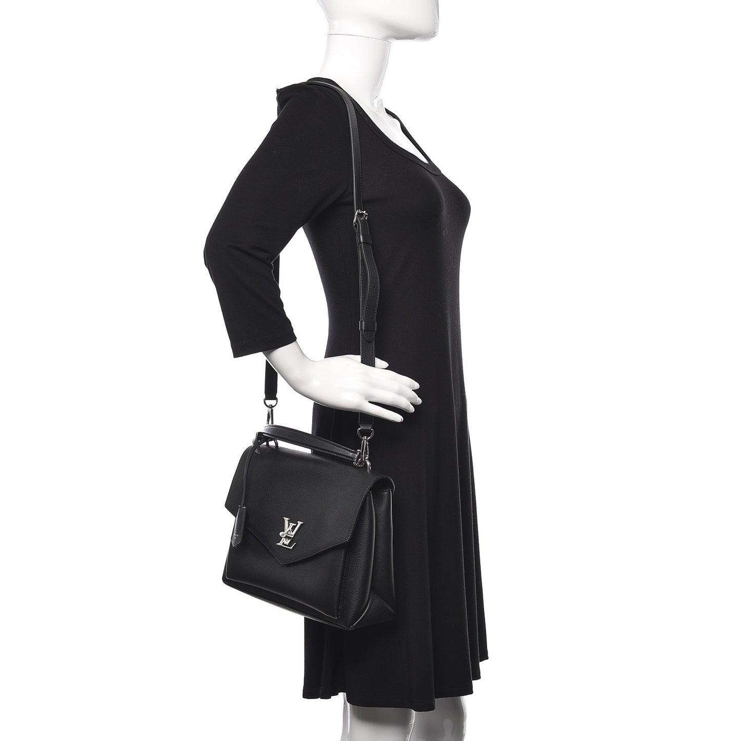 Soft Calfskin My Lockme Top Handle Black