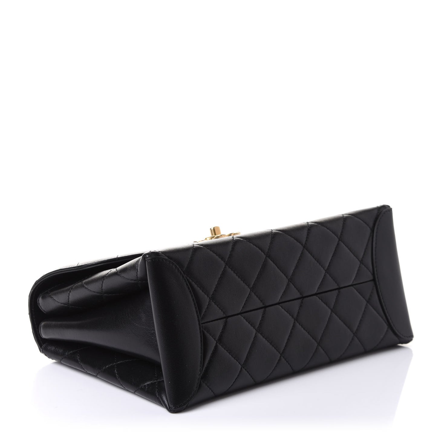 Lambskin Quilted Large Trendy Spirit Top Handle Bag Black