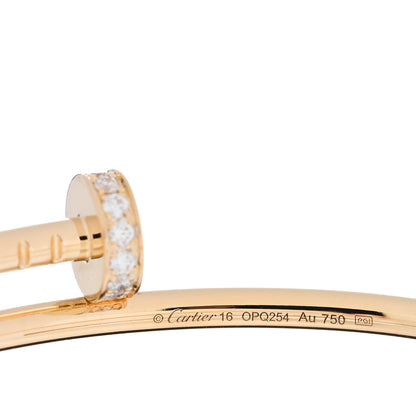 Cartier 18K Yellow Gold Diamond Small Juste Un Clou Bracelet 16 3 of 4