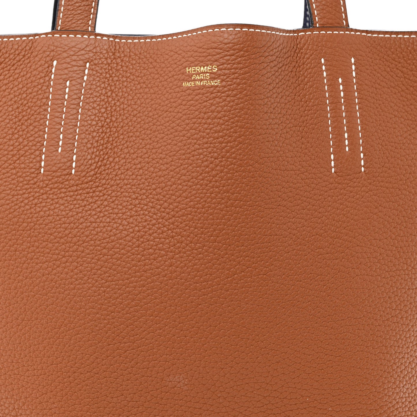 Taurillon Clemence Double Sens 28 Reversible Tote Gold Bleu Encre