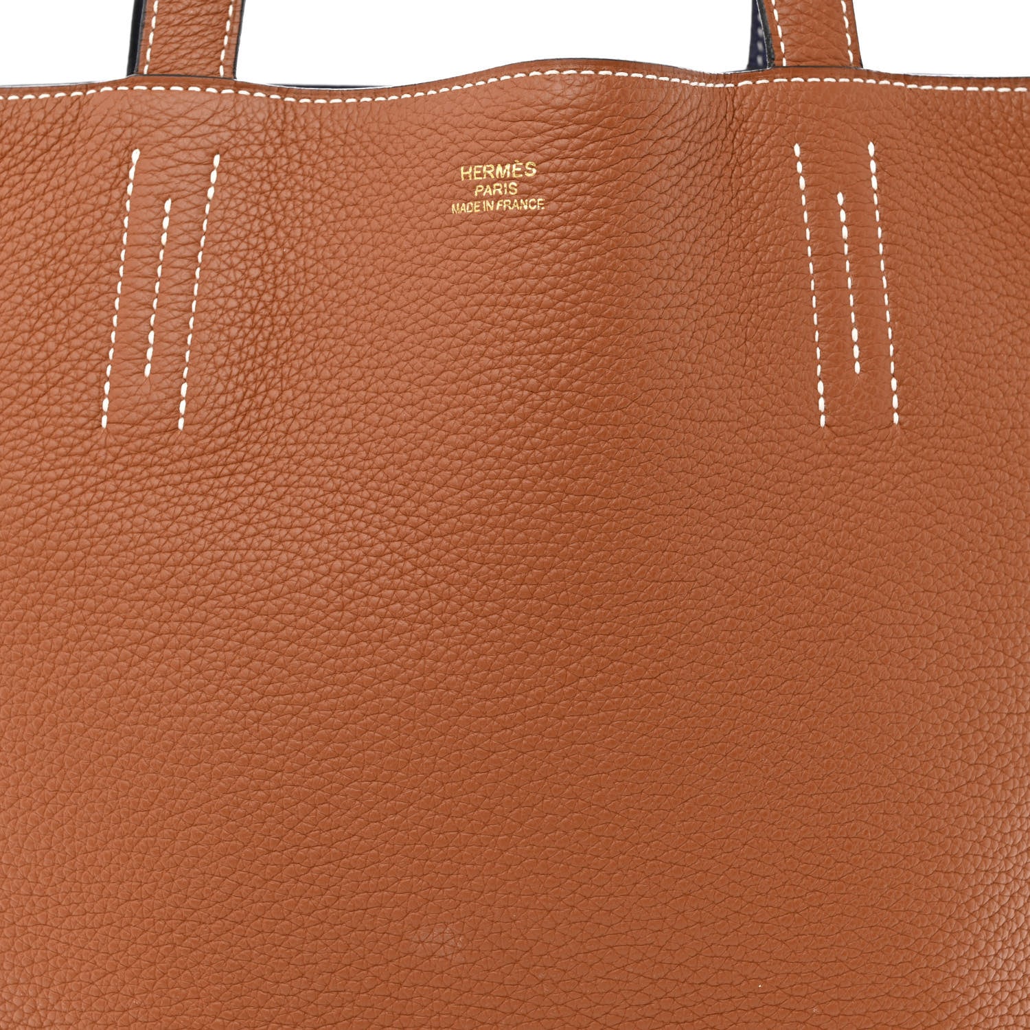 Hermes Taurillon Clemence Double Sens 28 Reversible Tote Gold Bleu Encre 8 of 18