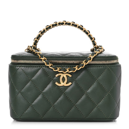 Chanel Lambskin Quilted Pick Me Up Vanity Case Khaki 1 of 10