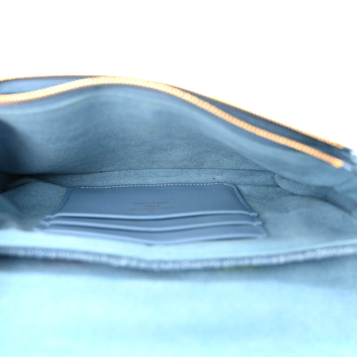 Embroidered Monogram Denim New Wave Chain Pochette Blue