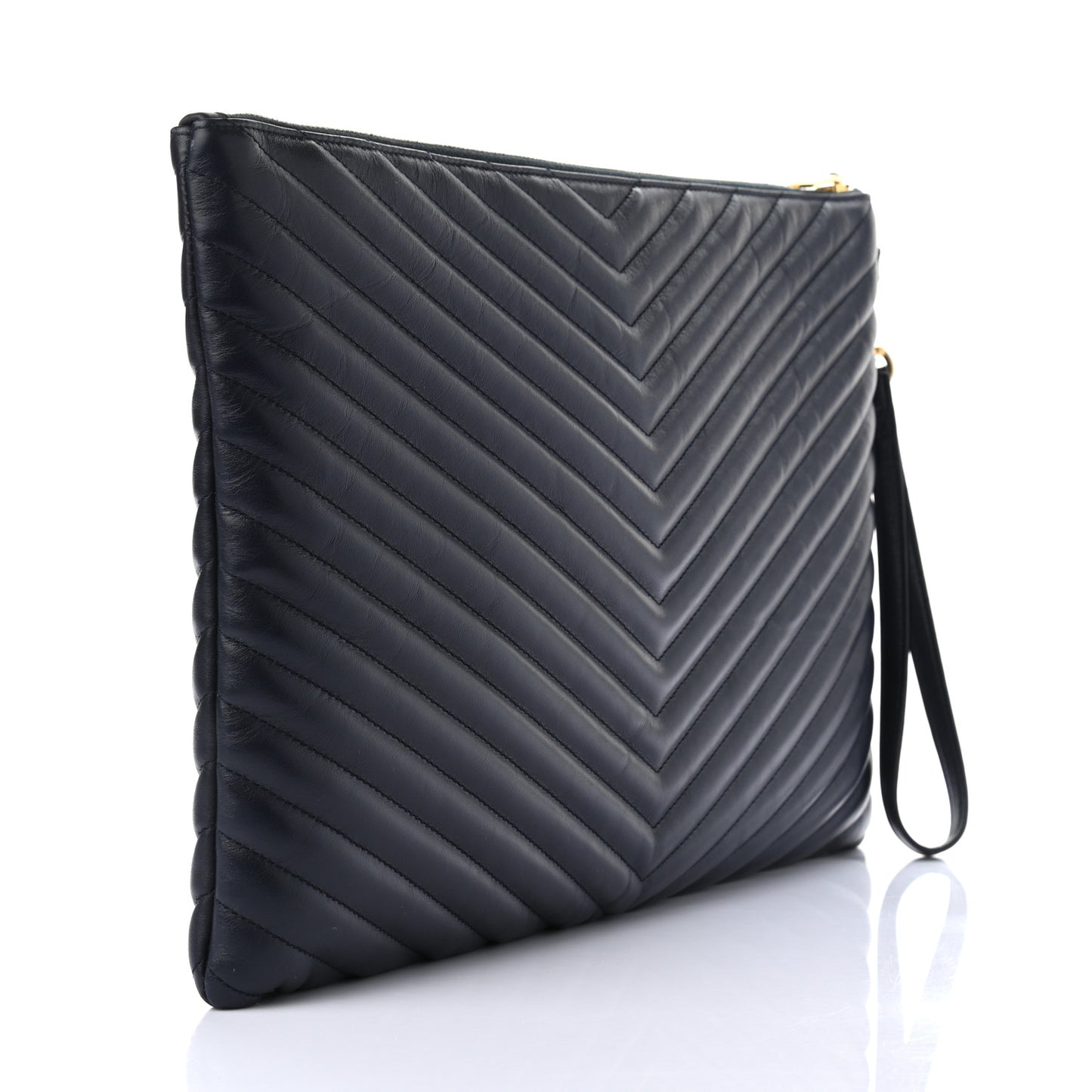 Calfskin Matelasse Chevron Monogram Document Holder Marine