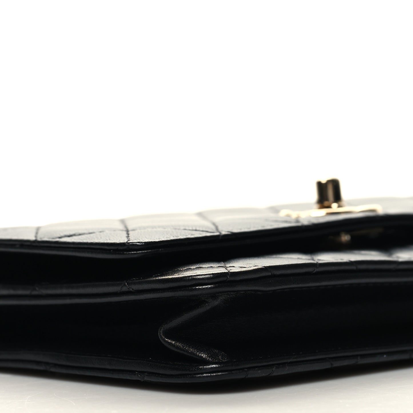 Lambskin Quilted Trendy CC Wallet On Chain WOC Black