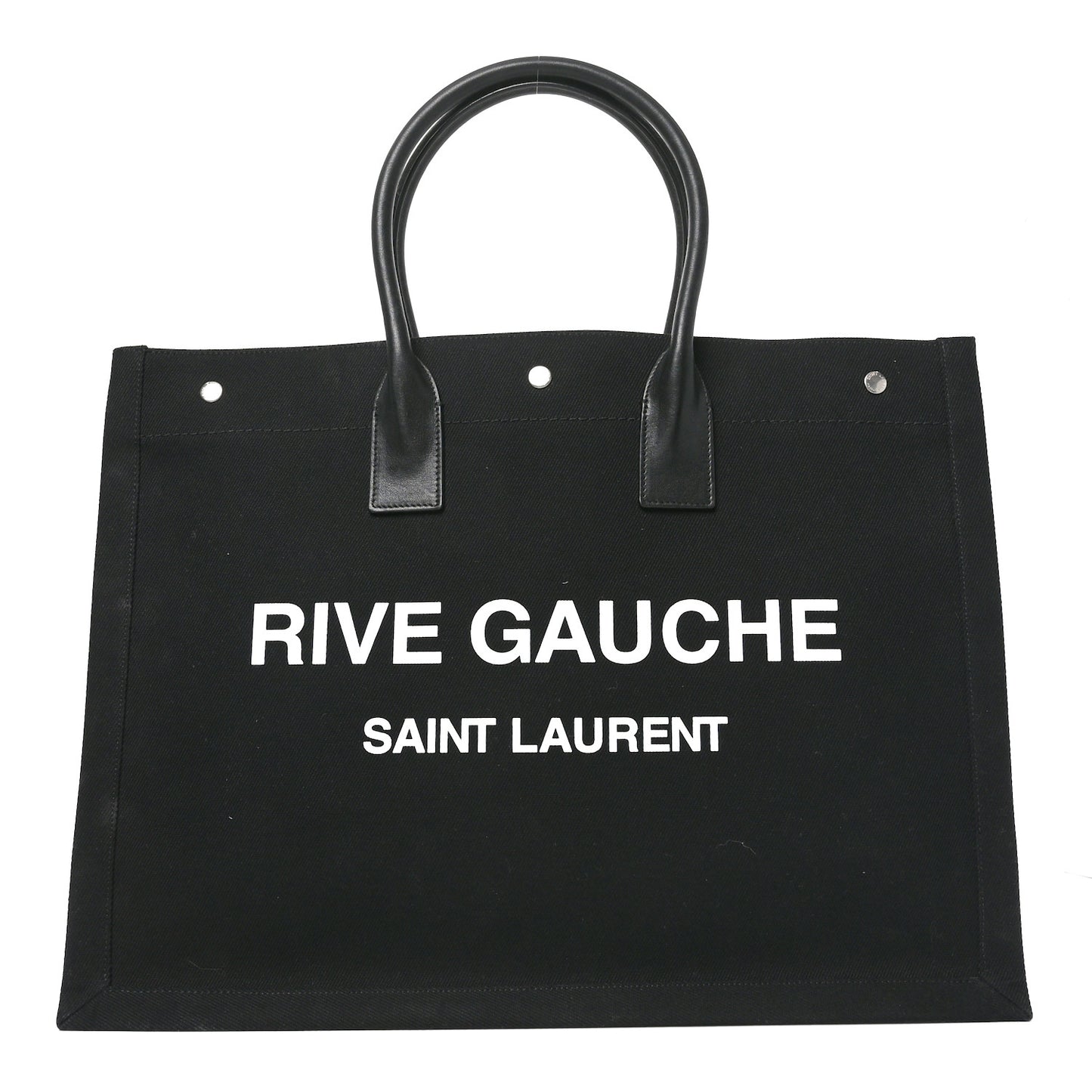 Linen Calfskin Rive Gauche Tote Black