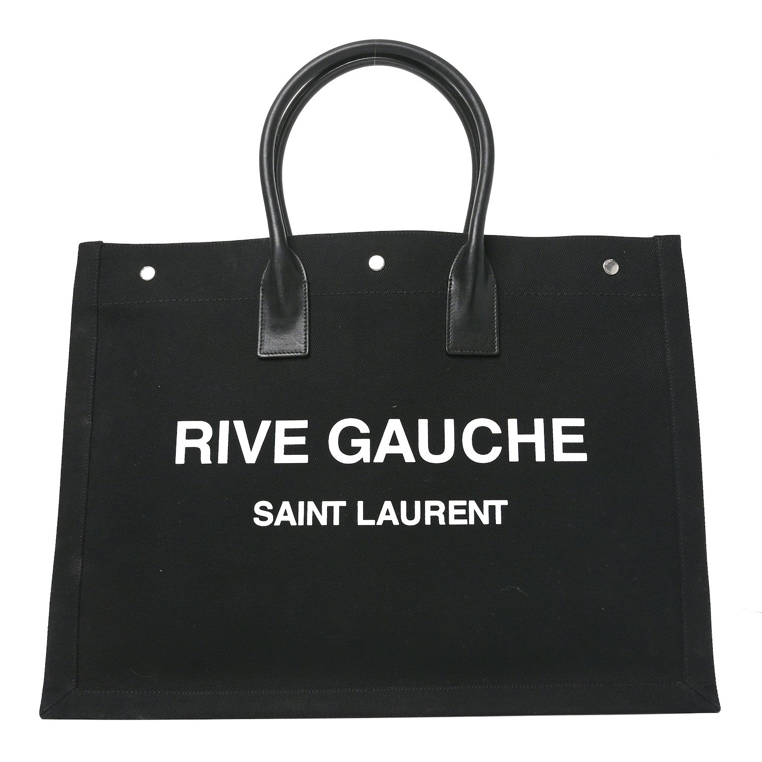Saint Laurent Linen Calfskin Rive Gauche Tote Black 1 of 10