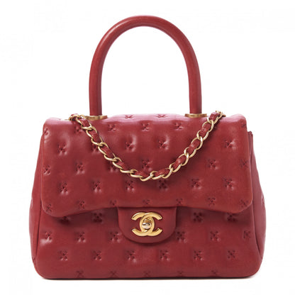 Chanel Lambskin Cross Stitch Mini Coco Handle Flap Red 1 of 9