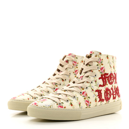 Gucci Canvas Romantic Print Major Blind For Love High Top Sneakers 38 Ivory 3 of 10