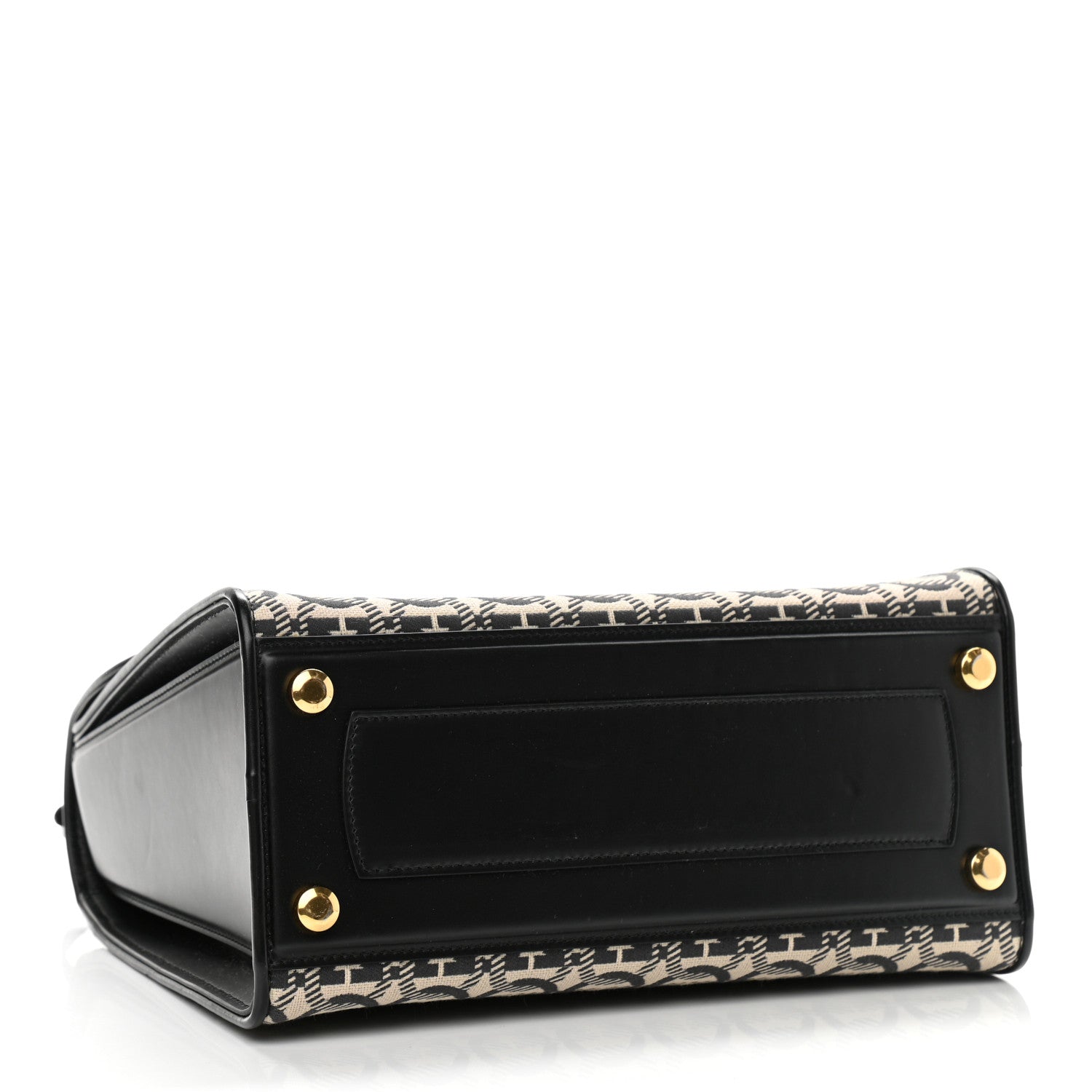 Salvatore Ferragamo Canvas Calfskin Gancini Medium Boxyz Black Beige 4 of 10
