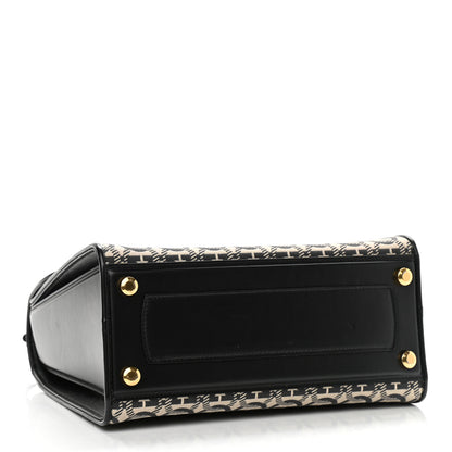 Salvatore Ferragamo Canvas Calfskin Gancini Medium Boxyz Black Beige 4 of 10