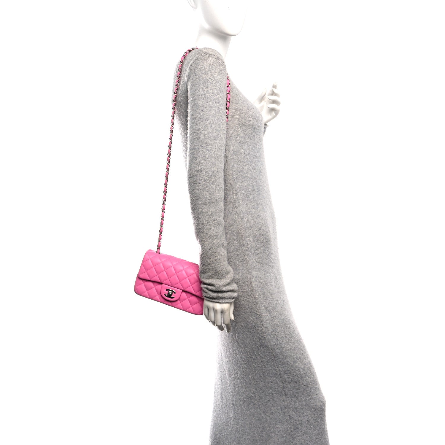 Chanel Lambskin Quilted Mini Rectangular Flap Pink 2 of 10