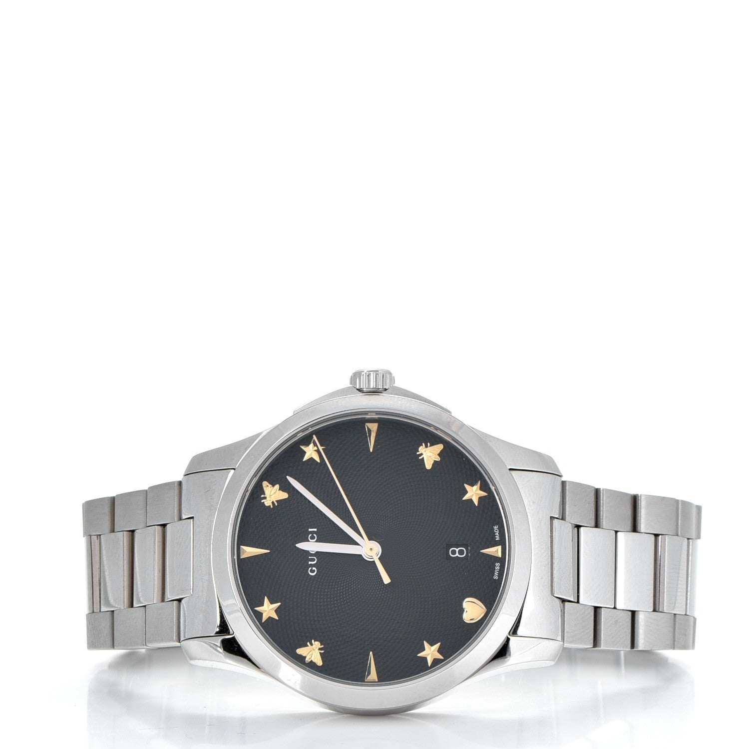 Gucci Stainless Steel 38mm G-Timeless Charm Quartz Watch Black 3 of 9